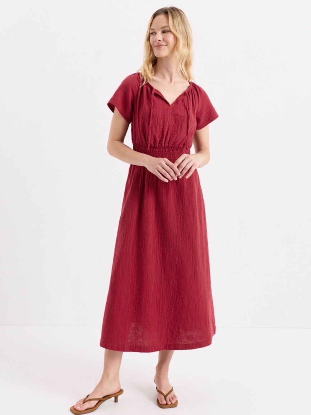 Pact Organic Coastal Double Gauze Boho Midi Dress
